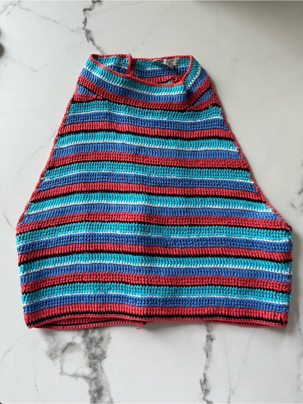 Urban Outfitters Ecote Striped Halter Knit Crop Top in Turquoise, Coral & Blue